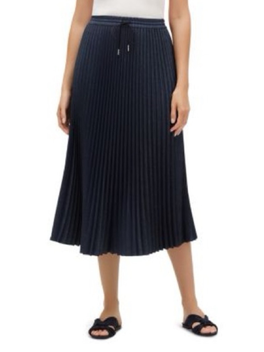 Lafayette 148 Pleated Drawstring Midi Skirt